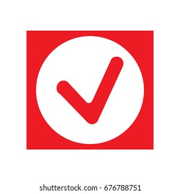 Red tick checkbox vector illustration isolated on white background
