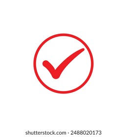 Icono de marca de graduación roja, marca de verificación, marca derecha, ilustración de Arte vectorial, símbolo de marca de graduación roja