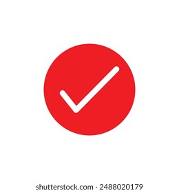 red Tick Mark Icon, Check Mark, Right Mark, Vector Art Illustration ,Red tick symbol