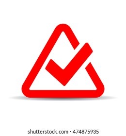 Red tick mark symbol vector illustration isolated on white background