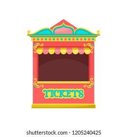 Red ticket booth, amusement park element vector Illustration on a white background