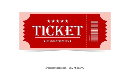 Red Ticket. Ticket. Cinema Ticket. Retro Ticket. Images. Template. Design. Art. Vector. Coupon. Event.