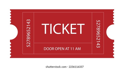 Red ticket design. Retro ticket for cinema