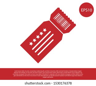 Red Ticket icon isolated on white background.  Vector Illustration