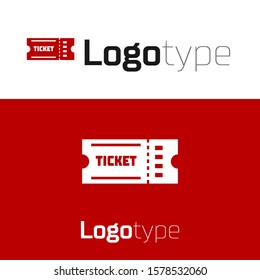 Red Ticket icon isolated on white background. Logo design template element. Vector Illustration