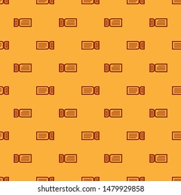 Red Ticket icon isolated seamless pattern on brown background.  Vector Illustration