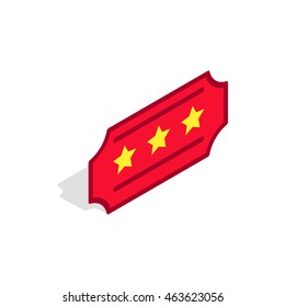 Red ticket icon in isometric 3d style on a white background