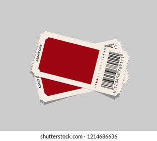 Red ticket templates isolated on gray background. Vector design element