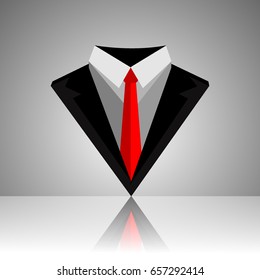 red tie and coat vectors icon, tuxedo symbol.