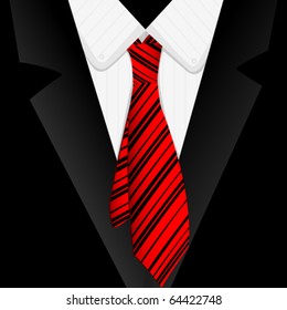 red tie and suit close up