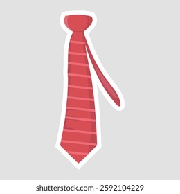 Red Tie Vector Illustration Sticker. Elegant and stylish red tie sticker, perfect for formal wear themes, business designs, fashion graphics, and digital presentations