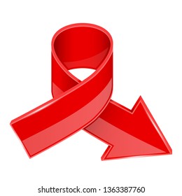Red tied arrow. Vector 3d illustration isolated on white background