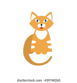 Red Tiger Cat Breed Primitive Cartoon Illustration