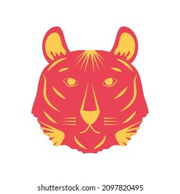 red tiger head icon flat