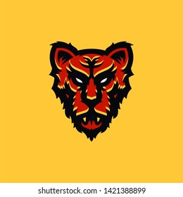Red Tiger Head Mascot Logo Vector Illustration