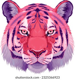 Red tiger head, vector isolated animal
