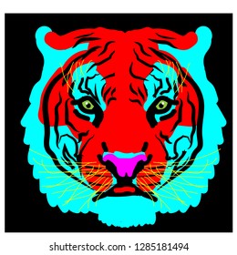 
red tiger on black background