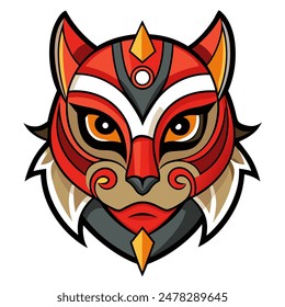 Red Tiger Warrior Mask blends traditional and modern art elements in a powerful design