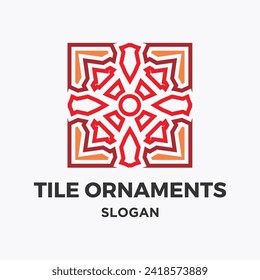 Red tiles floor ornament decoration