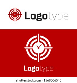 Red Time Management icon isolated on white background. Clock and gear sign. Productivity symbol. Logo design template element. Vector Illustration