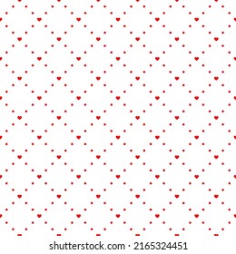 Red tiny hearts with dots seamless pattern.
