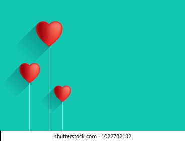 RED tiny hearts on left background for copy space. minimal concept. free space at right side vector illustration