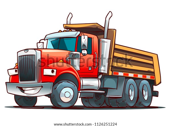 Vector De Stock Libre De Regalias Sobre Coche Tipper Rojo O Camion De