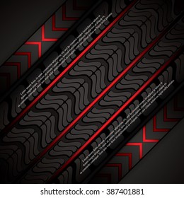 Red Tire Track Background, Vector Illustration 