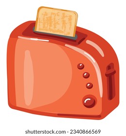 Red toaster icon cartoon vector. Bread toast. Machine breakfast