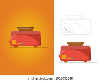 Tostadora roja. Ilustración de fondo aislada y moderna. Icono de tostadora de estilo plano. Vector. EPS10