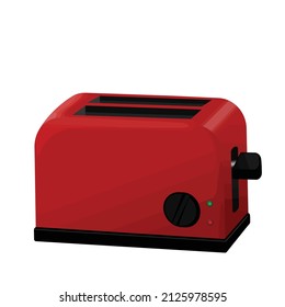 Tostador rojo sobre fondo blanco, ilustración vectorial