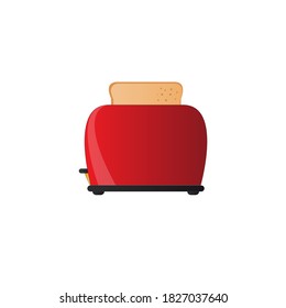 Red toaster with toasted bread for a sandwich. Color vector illustration.