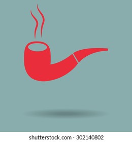 Red Tobacco pipe. Vector 