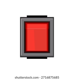 Interruptor de palanca rojo configurado para apagarse sobre un fondo blanco, que simboliza el apagado, apagado, desconexión, parada o control de seguridad para dispositivos electrónicos, interfaces y sistemas industriales