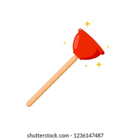 Red Toilet Plunger. Isolated Vector illustration