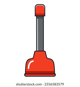 Red toilet plunger on white background