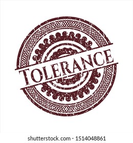 Red Tolerance distress rubber seal with grunge texture