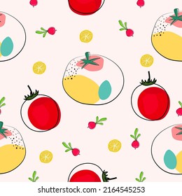 Red Tomato background.Fresh concept  design, fabric pattern design ,Colorful Wallpaper