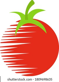 Red tomato bright logo popular vegetable with cut pattern. Object on white background. food and agriculture concept