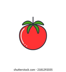 Red tomato color line icon vector illustration. Simple image of vegetable. Single tomato linear logo. Healthy organic food isolated object