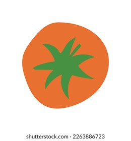 Dibujo plano de garabato de tomate rojo aislado en fondo blanco. Diseño gráfico de vectores