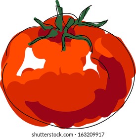 Red tomato expressive vector illustration.