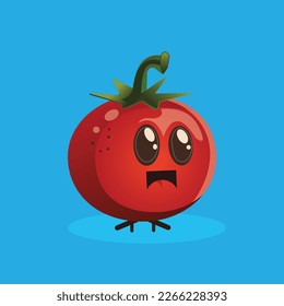 Tomate rojo con ilustración facial