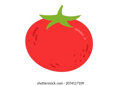 Tomate rojo plano. Aislado sobre fondo blanco. Icono del vector.