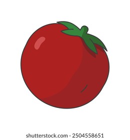 Rote Tomate, flache Vektorgrafik auf weißem Hintergrund.