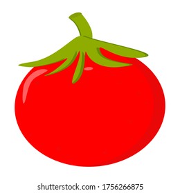 Red tomato flat vegetable on white background for design. Vector isolated sign set. Natural product. Flat vector illustration.