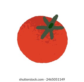 Red tomato, fresh ripe vegetable with leaf stem. Healthy food icon, organic natural nutrition. Whole fruit, veggie. Flat graphic vector illustration isolated on white background