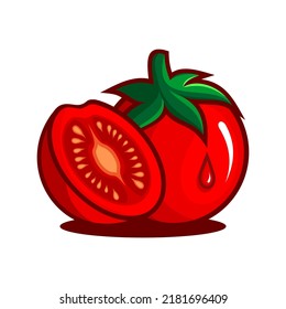 red tomato fruit illustration vector	