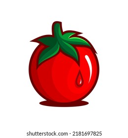 red tomato fruit illustration vector on white background