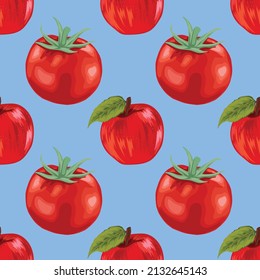 red tomato and fruits seamless pattern design
